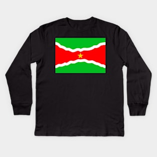 Curving Surinamese Flag Kids Long Sleeve T-Shirt